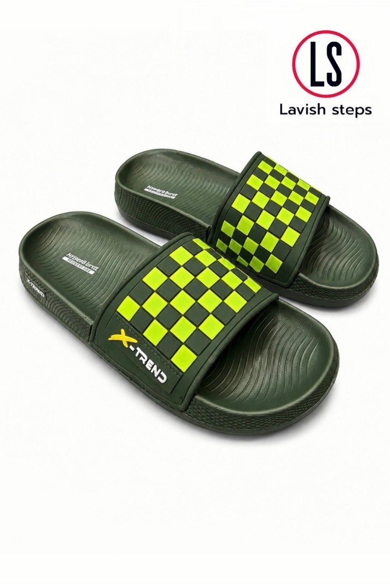 LAVISH ELITE CHECK SLIDES | HYPER BURST RECOVERY SOLE | “LIMITED EDITION” - Lavish Steps TT