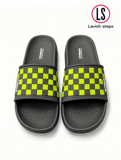 LAVISH ELITE CHECK SLIDES | HYPER BURST RECOVERY SOLE | “LIMITED EDITION” - Lavish Steps TT