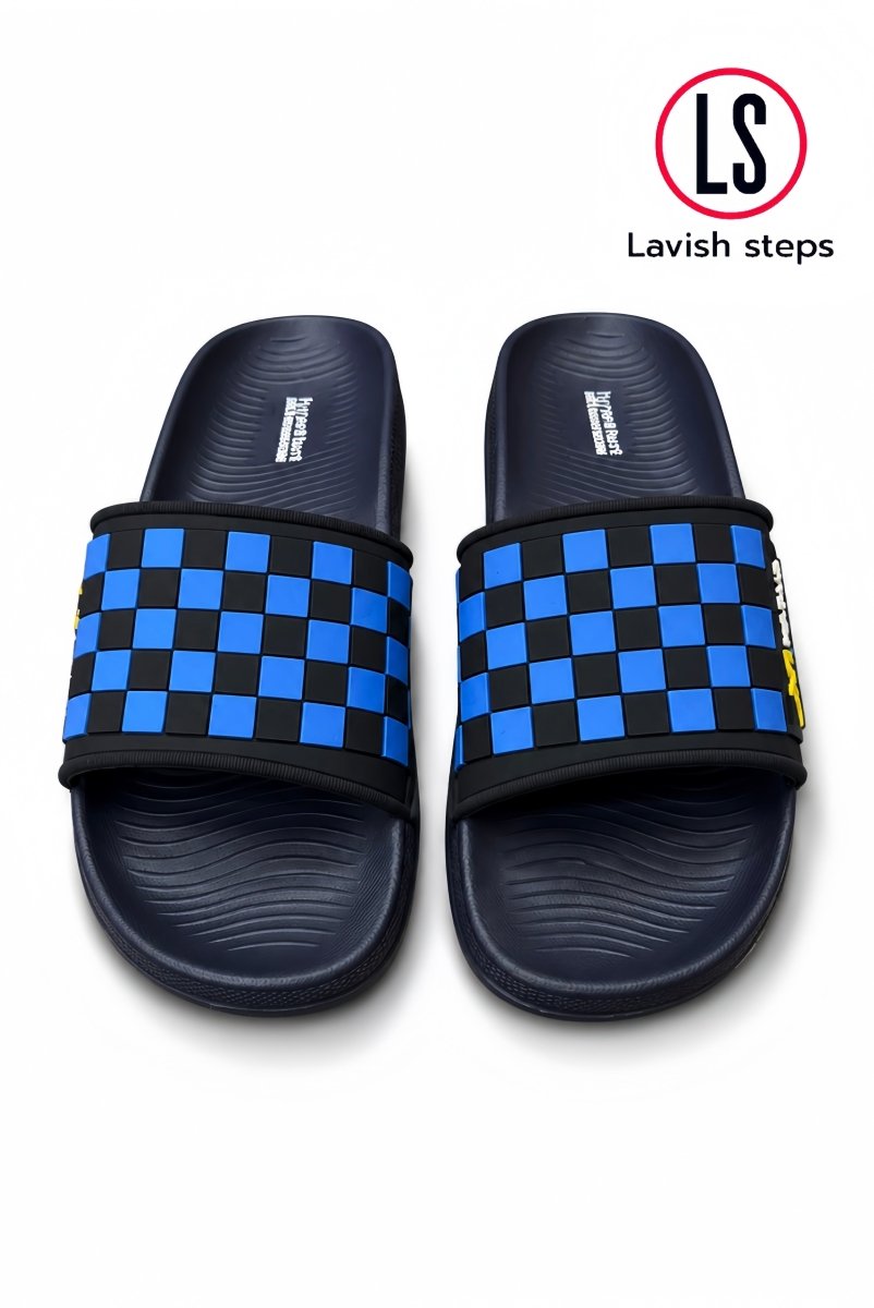 LAVISH ELITE CHECK SLIDES | HYPER BURST RECOVERY SOLE | “LIMITED EDITION” - Lavish Steps TT