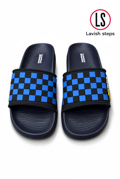 LAVISH ELITE CHECK SLIDES | HYPER BURST RECOVERY SOLE | “LIMITED EDITION” - Lavish Steps TT