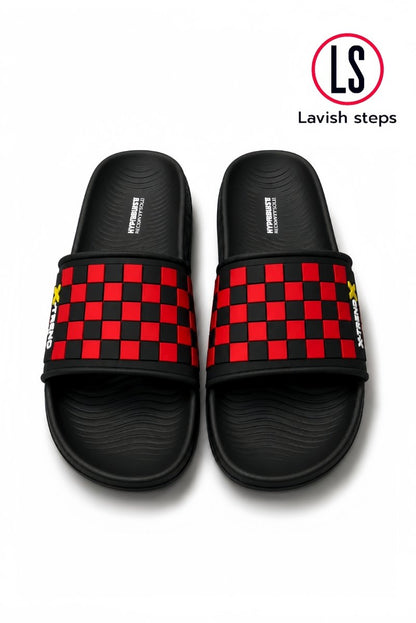 LAVISH ELITE CHECK SLIDES | HYPER BURST RECOVERY SOLE | “LIMITED EDITION” - Lavish Steps TT