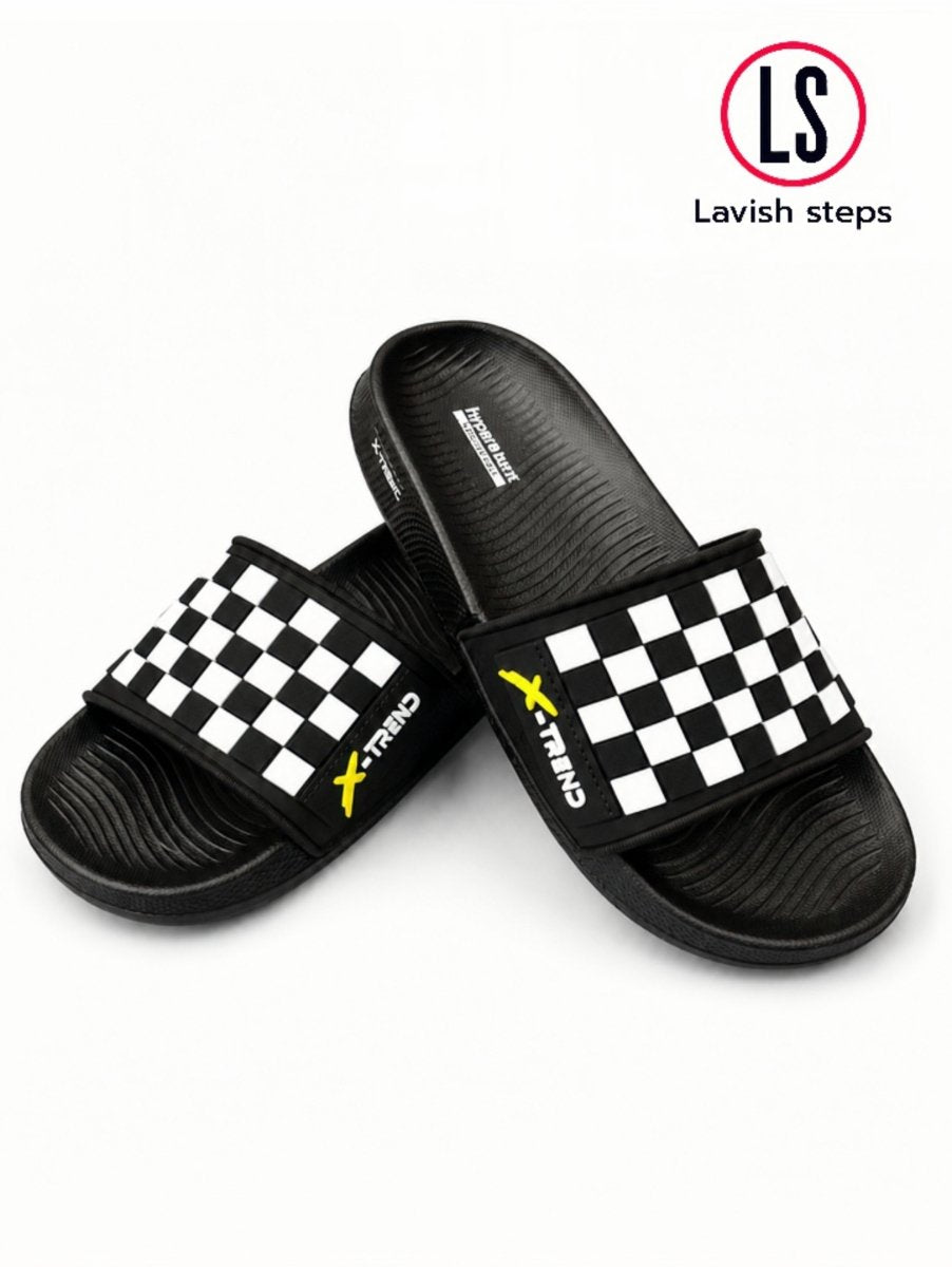 LAVISH ELITE CHECK SLIDES | HYPER BURST RECOVERY SOLE | “LIMITED EDITION” - Lavish Steps TT